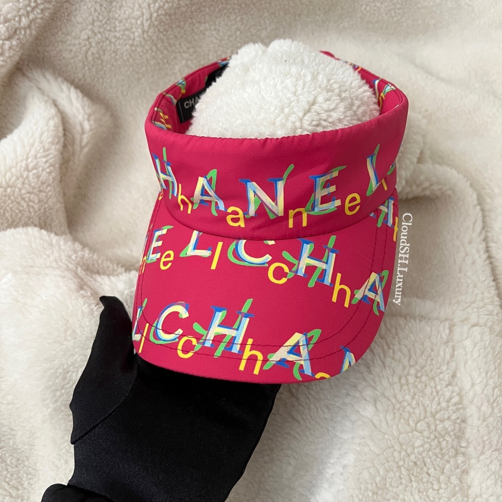 Auth Chanel Logo Hot Pink Visor Hat - New Condition